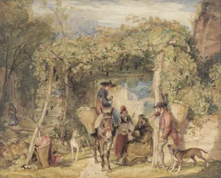 Figuras y animales en un viñedo, c.1829