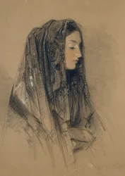 Cabeza de una chica italiana en una mantilla, 1838