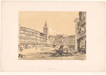 Bocetos de un viaje a España: Plaza de San Francisco, en Sevilla Plaza de San Francisco, Sevilla (título sobre objeto)