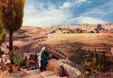 Jerusalén desde el Monte de los Olivos donde Cristo lloró por la Ciudad, 1902