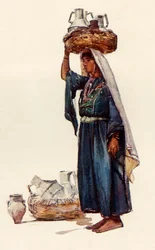 Campesino sirio con recipientes de leche