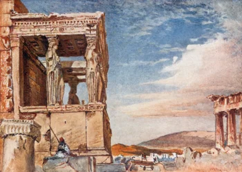El Pórtico de las Cariátides del Erecteón desde el Oeste