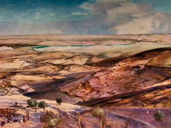 El desierto de Judea y el Mar Muerto desde el punto más alto del Monte de los Olivos, 1902