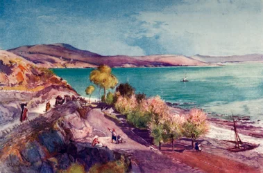 El Lago de Galilea, mirando al norte desde Tiberíades, 1902
