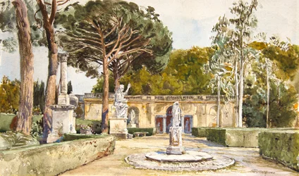 Jardines de los Médicis, Roma (acuarela)