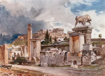 La calle de las tumbas fuera del Dípilon en Atenas