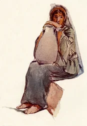 Figura sentada de un aguador, Jerusalén