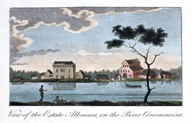 Vista de la finca Alkmaar, en el río Commewine, 1813