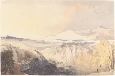 Paisaje con una cadena montañosa distante