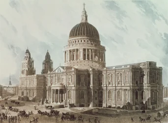 Vista sureste de la Catedral de San Pablo, grabado por Daniel Havell, pub. 1818 por 