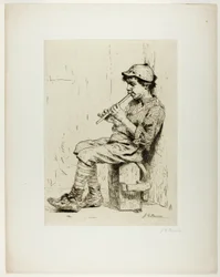 Niño Tocando una Flauta