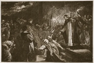 Cardenal Wolsey en la Abadía de Leicester, ilustración de 