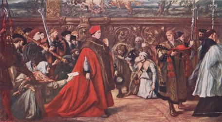 El cardenal Wolsey en procesión hacia Westminster Hall 1515
