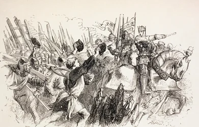 Las fuerzas del Rey Enrique en el sitio de Harfleur, Francia, 1890