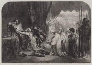 La reina Felipa intercediendo con su esposo Eduardo III por los burgueses de Calais