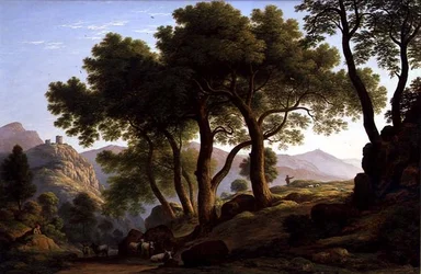 Un paisaje boscoso romántico