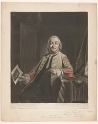 Retrato de Simon Fokke con la huella del saqueo de la casa de Gerrit Hagedooren, 1751