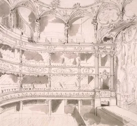 Interior del St. James Theatre, Londres (boceto) de John Gregory Crace