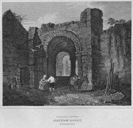 Puerta de entrada - Abadía de Hexham, Northumberland, 1814