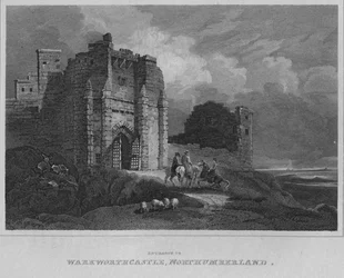 Entrada al castillo de Warkworth, Northumberland, 1814
