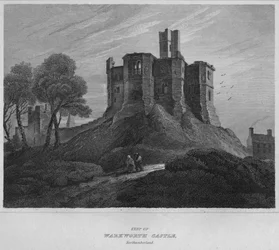 Torre del castillo de Warkworth, Northumberland, 1814