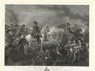 El rey Guillermo III en la batalla del Boyne, 1690 La batalla del Boyne (título sobre el objeto)