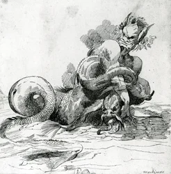 Ilustración de un monstruo marino, siglo XVIII
