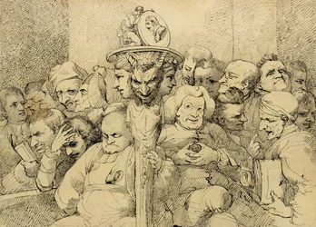 Personajes Literarios Reunidos Alrededor del Medallón de Shakespeare