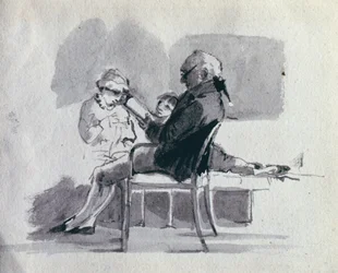 Un padre leyendo a sus hijos