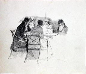 Grupo reunido alrededor de una mesa