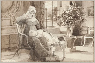 Sra. H con el bebé John William, 1814