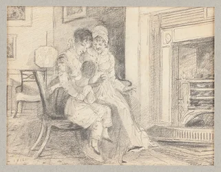 Tres junto al fuego, con John W de 3 años, 1812