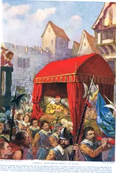 La llegada del cardenal Richelieu a Lyon, ilustración de «Historia de las naciones de Hutchinson»