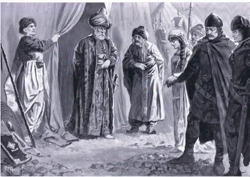 Iván Shishman III entrega a su hermana al sultán Murad I, AD1366, de la Historia de las Naciones de Hutchinson (Volumen 4) publicada por Hutchinson, c. 1920