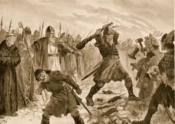 El Rey Olaf el Santo Rompiendo la Imagen del Dios Thor, 1020