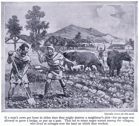 A ningún hombre se le permitió cultivar un seto o poner una puerta. Esto llevó a muchas discusiones entre los aldeanos, c.1950