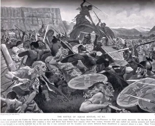 La batalla de Aquae Sextiae, 102 a.C., ilustración de 