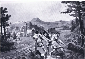 Montañeses valacos fundando una ciudad en el siglo noveno, de la Historia de las naciones de Hutchinson
