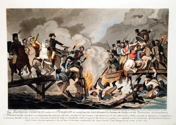 El ejército francés cruzando el Berezina en noviembre de 1812