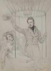 George Graham y su esposa, Margaret, ascendiendo en globo, Londres, 1823