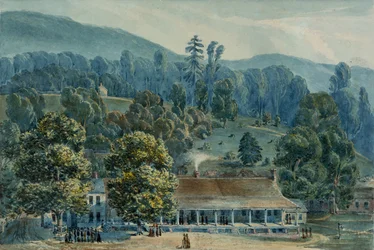 Comedor y Oficinas de Escenario en White Sulphur Springs, 1832