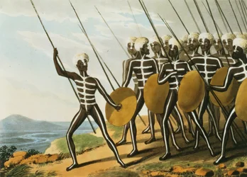 Guerreros de Nueva Gales del Sur grabado por M. Dubourg (fl.1813-1820) 1813