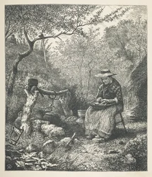 Lámina 22. Una mujer cocinando afuera, de 