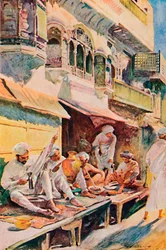 Trabajadores en un bazar indio, 1913