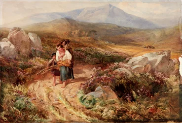 Paisaje con transportadores de madera