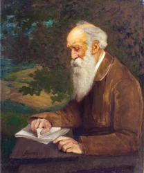 Retrato del poeta Henry Wadsworth Longfellow (1807-1882), por Niemeyer, John Henry (1839-1932). Óleo sobre lienzo. Dimensiones : 92x76 cm. Colección privada