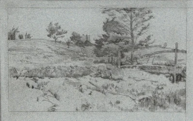 Paisaje con muro de piedra (boceto de campos)