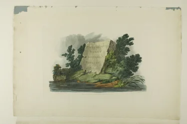 Página de título, viñeta y placa uno del primer número de Vistas pintorescas del paisaje americano