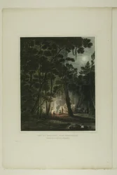 View By Moonlight, Near Fayetteville, lámina tres del segundo número de Picturesque Views of American Scenery