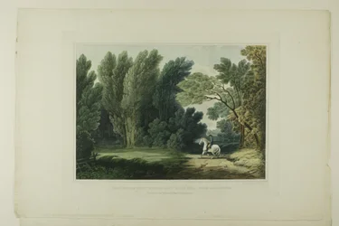Vista del lugar donde cayó el general Ross, cerca de Baltimore, lámina seis del primer número de Picturesque Views of American Scenery